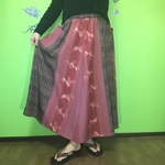 ギャザースカート　de　着物　蝶々