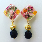 押し花レジンスクエア イヤリングorピアス