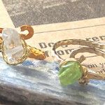 ★水晶＆ペリドットリング２本セット★GOLDフリー