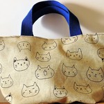 ねこ　フェイス柄　手提げバック