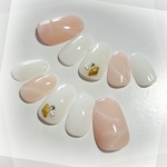 大理石ネイル Sheer Beige×White