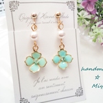 ♡Ｍｉｎｔｇｒｅｅｎｆｌｏｗｅｒ♡春色イヤリング（ピアス）