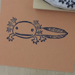 ウーパールーパーの消しゴムはんこ