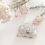 【受注生産】ハリネズミ つんつんマーブル silver 刺繍ブローチ (プチサイズ)