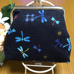 トンボ柄がま口財布