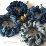 ダブルフリルシュシュ(青系)