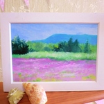 油絵原画『れんげの花』　額縁付き