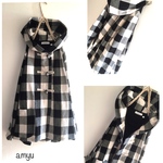 a.myu ナチュラルコットン ダッフルコート 黒チェック