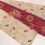  【新品】半巾帯（金魚とニコニコ絣・花）つなぎ目なし