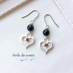 辛口ハートと天然石のピアス/イヤリング