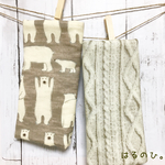 シロクマ柄×ニット柄リバーシブルよだれカバー