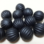 アクリルビーズ　メロン　(ブラック・つや消し）14ｍｍ