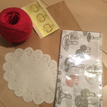 専用  きのこの手ぬぐいピンク