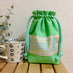 Sleeping Rose柄 巾着 コップ袋（リバティ×スラブコットン）
