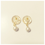 ドライフラワーゴールドパールピアス