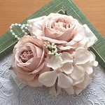 ☆♪ルルローズのコサージュ☆アプリコットシルクベージュ15