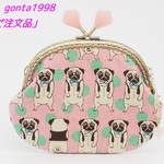 「ｙ-1966-1018様のご注文品」（パグ犬）気持ち華やぐがま口ポーチ(中)(口金12.5センチ)