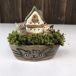 ねこ柄 ♡ 鉢 家・ねこ セット