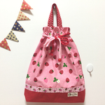 いちごがいっぱい 体操服袋、巾着（入園・入学）赤＆ピンク