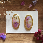 送料無料！flower×gold frame ピアス/イヤリング