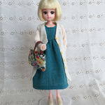 22センチドール服  ワンピース、ロングカーディガン、バッグ3点セット