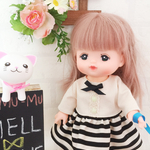 メルちゃん 黒ボーダーナチュラルワンピース