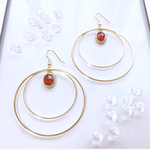 【 再販 】キュービックジルコニア(赤)♡double hoop pierce