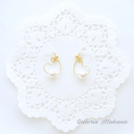 【再販】フレームハート♡シンプルパールイヤリング/ピアス