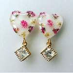 押し花レジンハートチャーム イヤリングorピアス