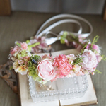 antique pink&green flower crown:アンティークピンクのナチュラル花かんむり 