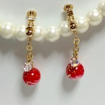 春☆和柄☆レッド☆唐草ゴールドライン☆イヤリングorピアス