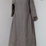 リネン　モカグレー　サイドギャザーワンピース👗