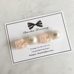 2way pearl&pastel cube earring(ピンク)