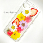 いちごの押し花iPhoneケース