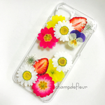 juicyいちごとビオラ押し花iPhoneケース