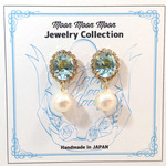 [VINTAGE Swarovski] AQUA × CRYSTAL × CottonPearl Pierce