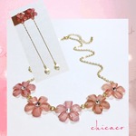 🌸flowerネックレス＆ピアスＳＥＴ pale red