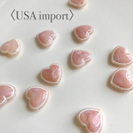  〈USA import〉オペーク ライトピンク×イエロー×ホワイト アクリル ハートビーズ (4個)