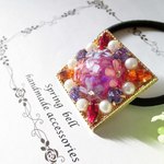 square flower garden antique ヘアゴム レジン
