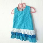 ターコイズブルーのマリンなリネンワンピース