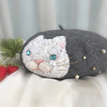 《送料無料》ねこさんのベレー帽 ぷちリボンつき