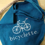 【zomiko3778様オーダー品】自転車刺繍のマチ付きトートバッグ