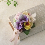 パンジーと蝶のコサージュ2way（ケース付き）【アーティフィシャルフラワー】【卒業式・入学式・結婚式】   