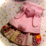 オーダー☆　ピンク&レース&パッチフリル兎さんチュニックワンピ　　犬服 ハンドメイド
