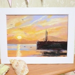 再販ページ　油絵『夕陽燦燦』　新額縁！！