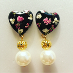 押し花レジンハートビーズ イヤリングorピアス