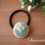 北欧風すずらんの刺繍ヘアゴム（生成り）