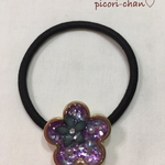レジン☆パールとお花のキラキラヘアゴム