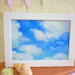 再販ページ　油絵原画『白い雲』　額縁付き