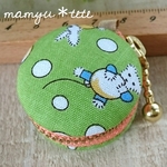 マカロンコインケース＊マカロンポーチ＊USAコットン＊うさぎ＊グリーン